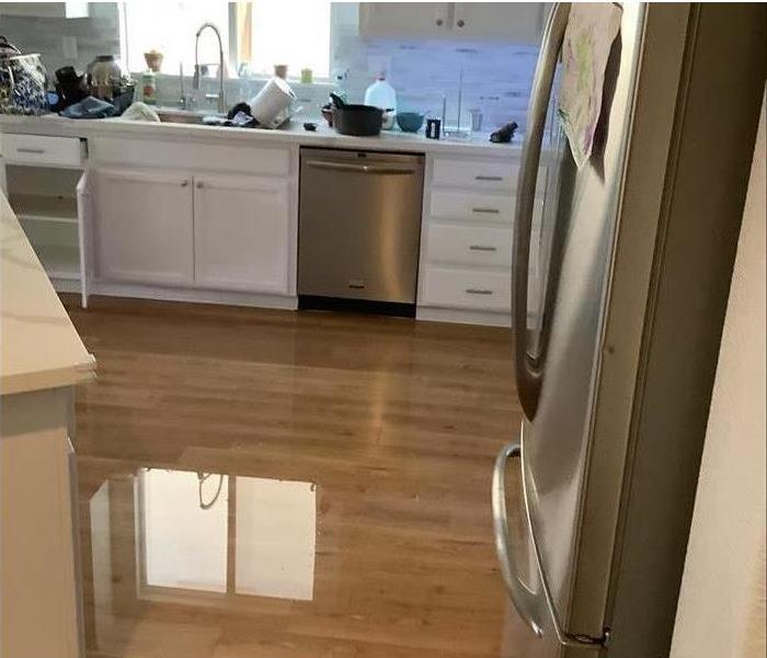 Standing water in a kitchen
